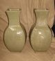 Pair Antique Chinese Carved Celadon Porcelain Vases As - Is Condition Vases photo 1