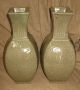 Pair Antique Chinese Carved Celadon Porcelain Vases As - Is Condition Vases photo 2