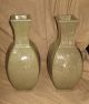 Pair Antique Chinese Carved Celadon Porcelain Vases As - Is Condition Vases photo 3