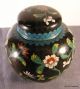Vintage Chinese Black Cloisonne Ginger Jar - Circa 1930 ' S - Copper Base Vases photo 11