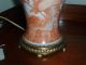 Chinese Export Porcelain Vase Lamp Temple Jar Orange Pheonix Birds Gilt Mounts Vases photo 1