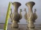 Pair Brass Vases Exquisite Carving Phoenix/peacock Vases photo 8