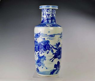 Huge Chinese Antique Blue And White Porcelain Vase Figure Design photo