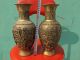 Copper God Pair Vases Chinese Antique Qing Dynasty Vases photo 3