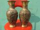 Copper God Pair Vases Chinese Antique Qing Dynasty Vases photo 4