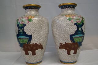 Pair Of Chinese Cloisonne Vases Large Picese photo