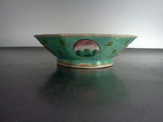 Chinese Eight Sided Bowl Octagon Old Antique Enamel On Ceramic China photo