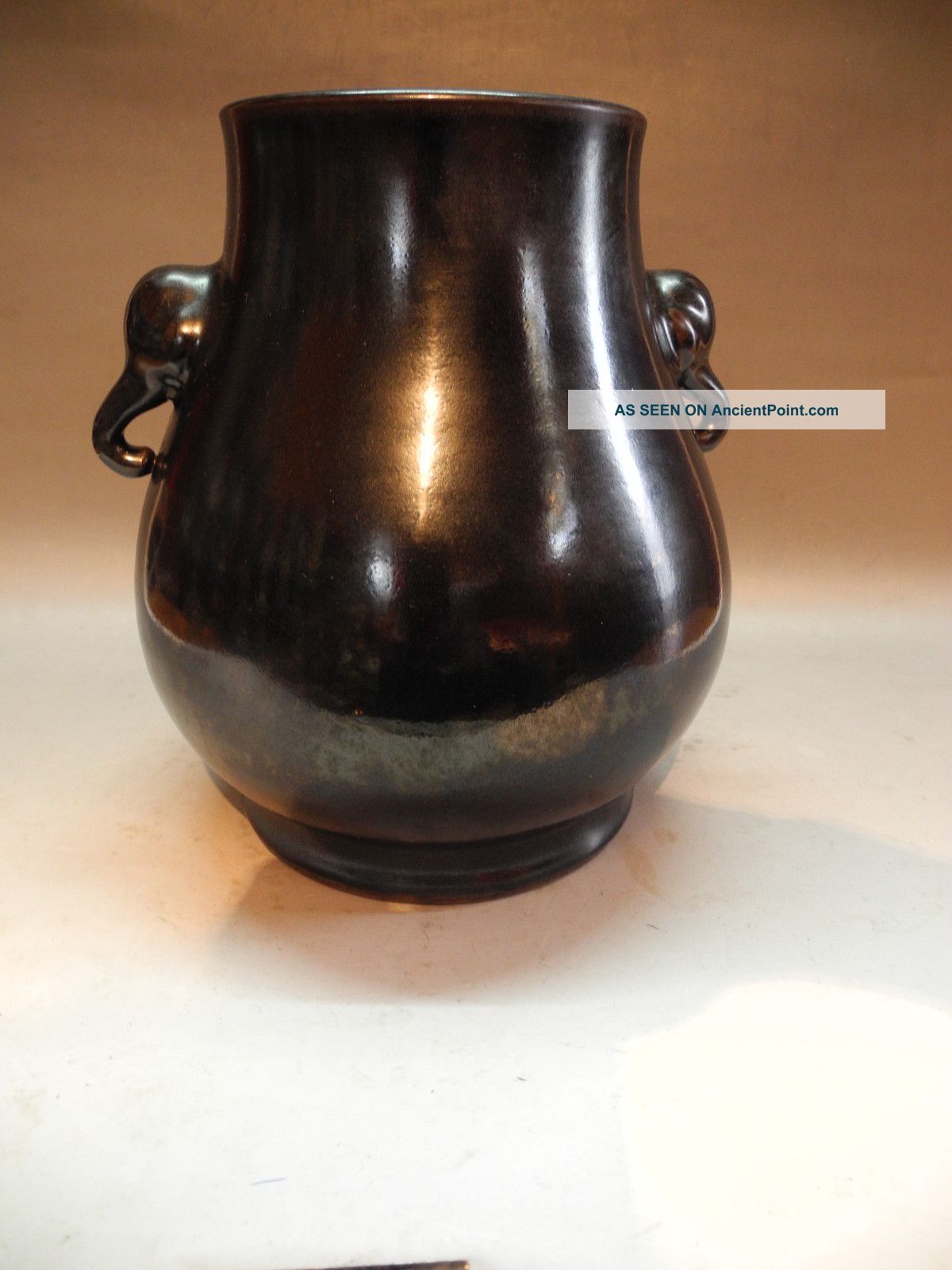 Chinese Black Glaze Porcelain Zun Vase Vases photo