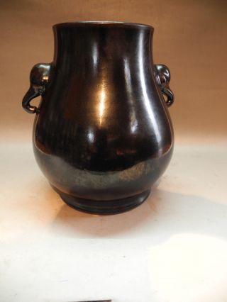 Chinese Black Glaze Porcelain Zun Vase photo