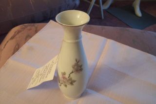 A Touch Of Elegance Cherry Blossom Porcelain Vase 24kt Gold Trim 7 1/2 Tall photo
