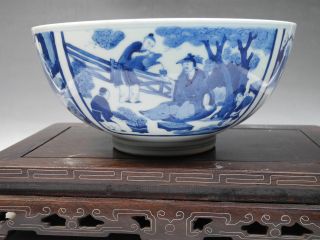 Chinese Blue & White Person Porcelain Bowl photo