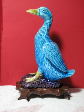 Antique Chinese Export Turquoise Porcelain Duck photo