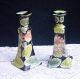 Chinese Export Black Incised Lotus Candle Sticks Other photo 2