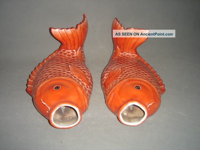 A Pair Chinese Famille Rose Fish Vase Vases photo