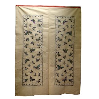 Antique Chinese Embroidered Uncut Pair Textile Sleeve Bands Ca.  1890 Butterflies photo