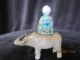 Vintage Chinese Hand Painted Porcelain Statue Of A Boy W/ Cow Vases photo 2