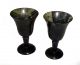20ct Pair Chinese Dark Green/ Black Jade Carved Stemmed Cups (chot) Other photo 1