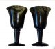 20ct Pair Chinese Dark Green/ Black Jade Carved Stemmed Cups (chot) Other photo 2