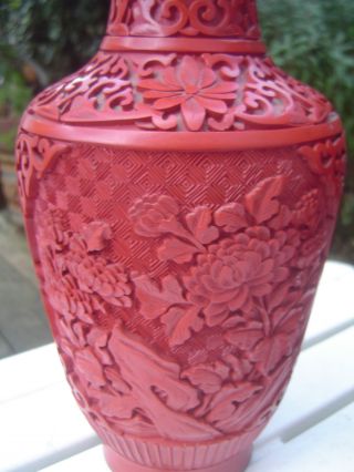 Old Cinnabar Laquer Vase photo