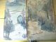 2 Rare Signed Chinese Japanese Japan Fan Watercolor Mountain Calligraphy & Seal Paintings & Scrolls photo 10