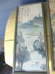 2 Rare Signed Chinese Japanese Japan Fan Watercolor Mountain Calligraphy & Seal Paintings & Scrolls photo 4