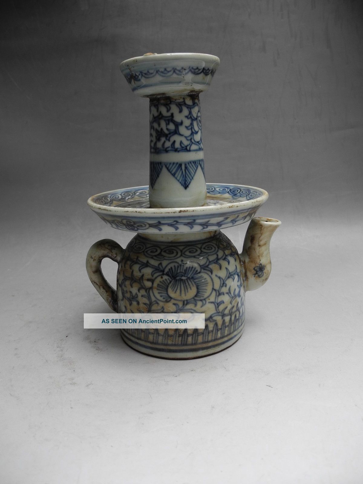 Chinese Blue & White Porcelain Oil Lamp & Oil Pot Other photo