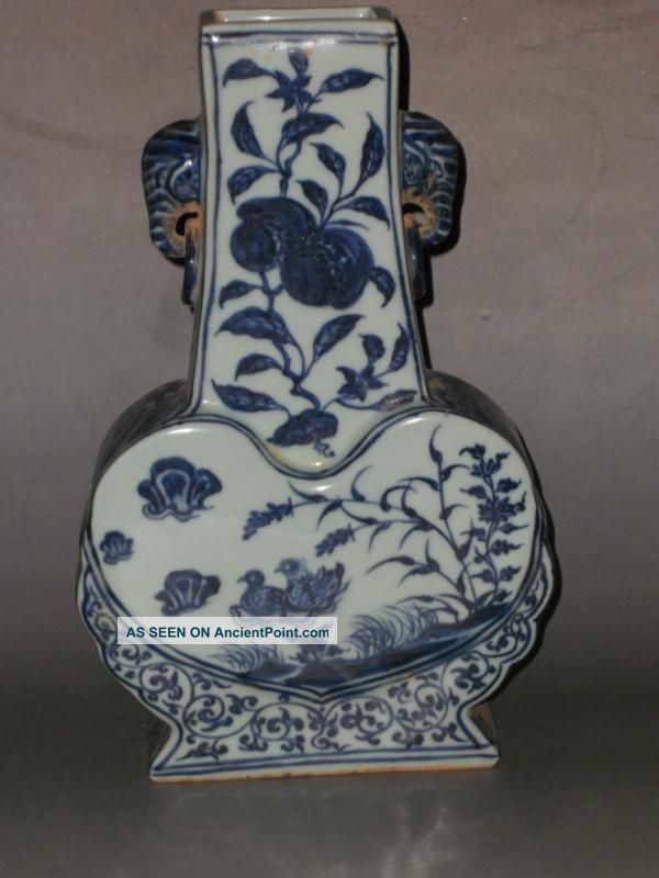 Rare Chinese Blue&white Porcelain Vase With Mandarin Ducks Vases photo