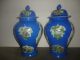 A Pair Qing Dynasty Period Chinese Famille Porcelain Flowers And Bird Blue Vase Vases photo 5