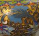 Vtg Pair Champleve Cloisonne Enamel 24k Gold Vases /urns Foo Dogs Temple Lions Vases photo 11