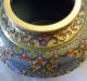 Vtg Pair Champleve Cloisonne Enamel 24k Gold Vases /urns Foo Dogs Temple Lions Vases photo 6