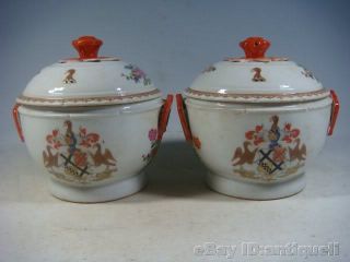 Rare Chinese Export Armorail Porcelain Pair Tureens photo