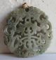 Fine Old Chinese 14k Gold Carved Green Jade Necklace Pendant China Necklaces & Pendants photo 1