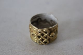 Exquisite Antique Chinese Silver Gilt Tradition Design Ring photo