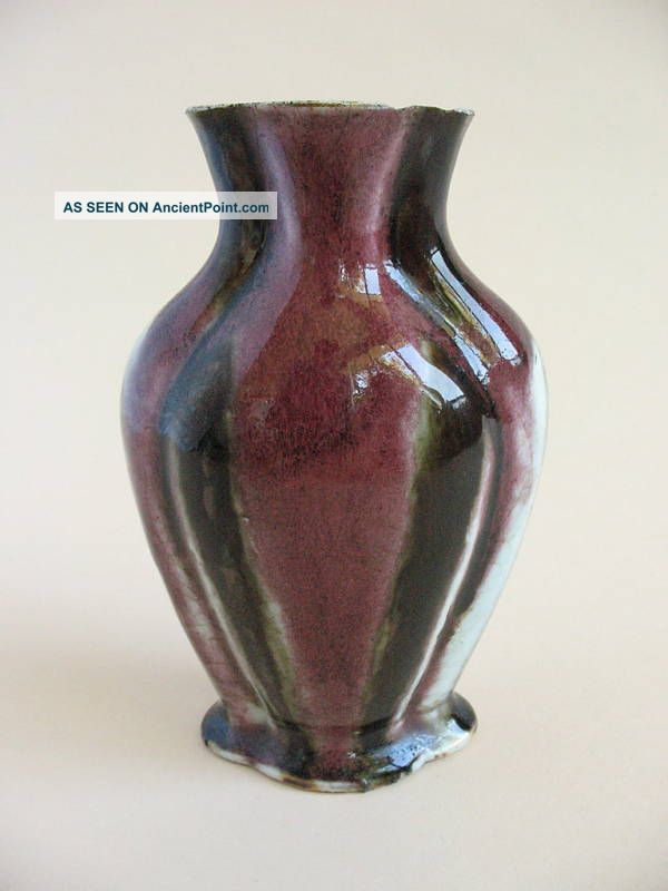 Old Estate Vase Chinese Porcelain Oxblood Black 19c Antique Ceramic Glaze Pot Vases photo