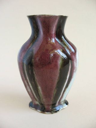Old Estate Vase Chinese Porcelain Oxblood Black 19c Antique Ceramic Glaze Pot photo