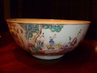 Antique Chinese Famille Rose Punch Bowl,  18th C,  Qianlong Period photo
