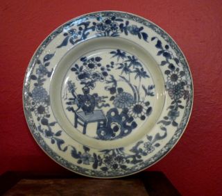 Antique Chinese Blue And White Porcelain Plate photo