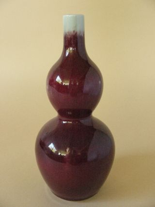 Old Estate Gourd Vase Chinese Porcelain Red Glaze Ceramic Oxblood photo