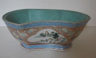 Qinq Dynasty Pink Blue Chinese Footed Bowl photo