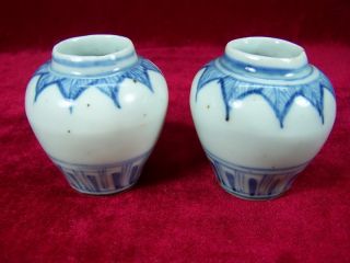 Chiense Ming Dynasty 2 Small Blue White Small Jar  J8047 photo
