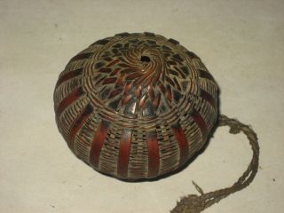Exquisite Antique Chinese Melon Shape Ratten Cricket Cage photo