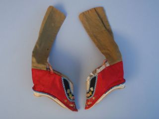 Antique Chinese 19th Century Qing Lotus High Back Silk Shoes - Actualy Worn photo