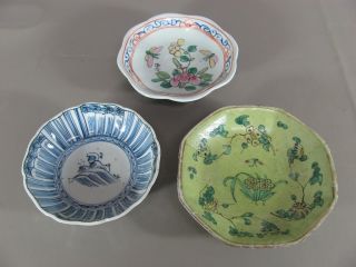Set Of 3 Antique Chinese Export Dishes Bowls Look photo