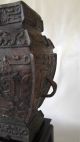 Exceptional Pair Early 1800s Qing Dynasty Hammered Bronze Urns Vases photo 3