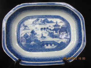 Vintage Chinese Hand Painted Blue And White Porcelain Plate photo