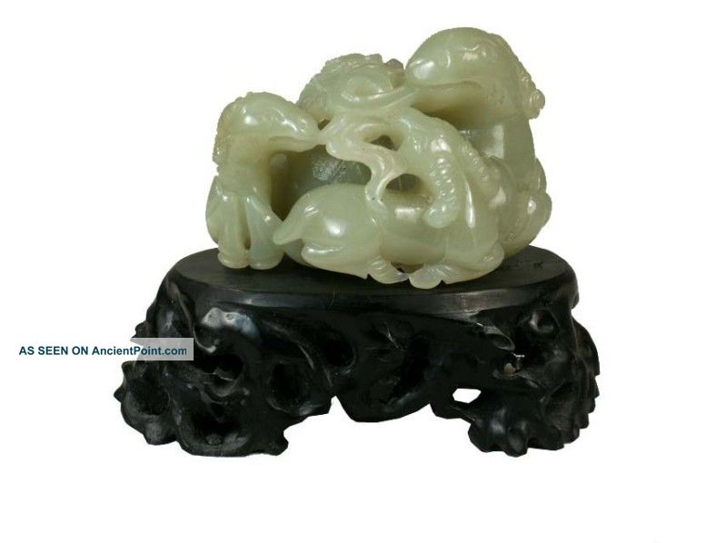 Chinese Carved Jade&stand,  Three Sheep Bring Prosperity Other photo