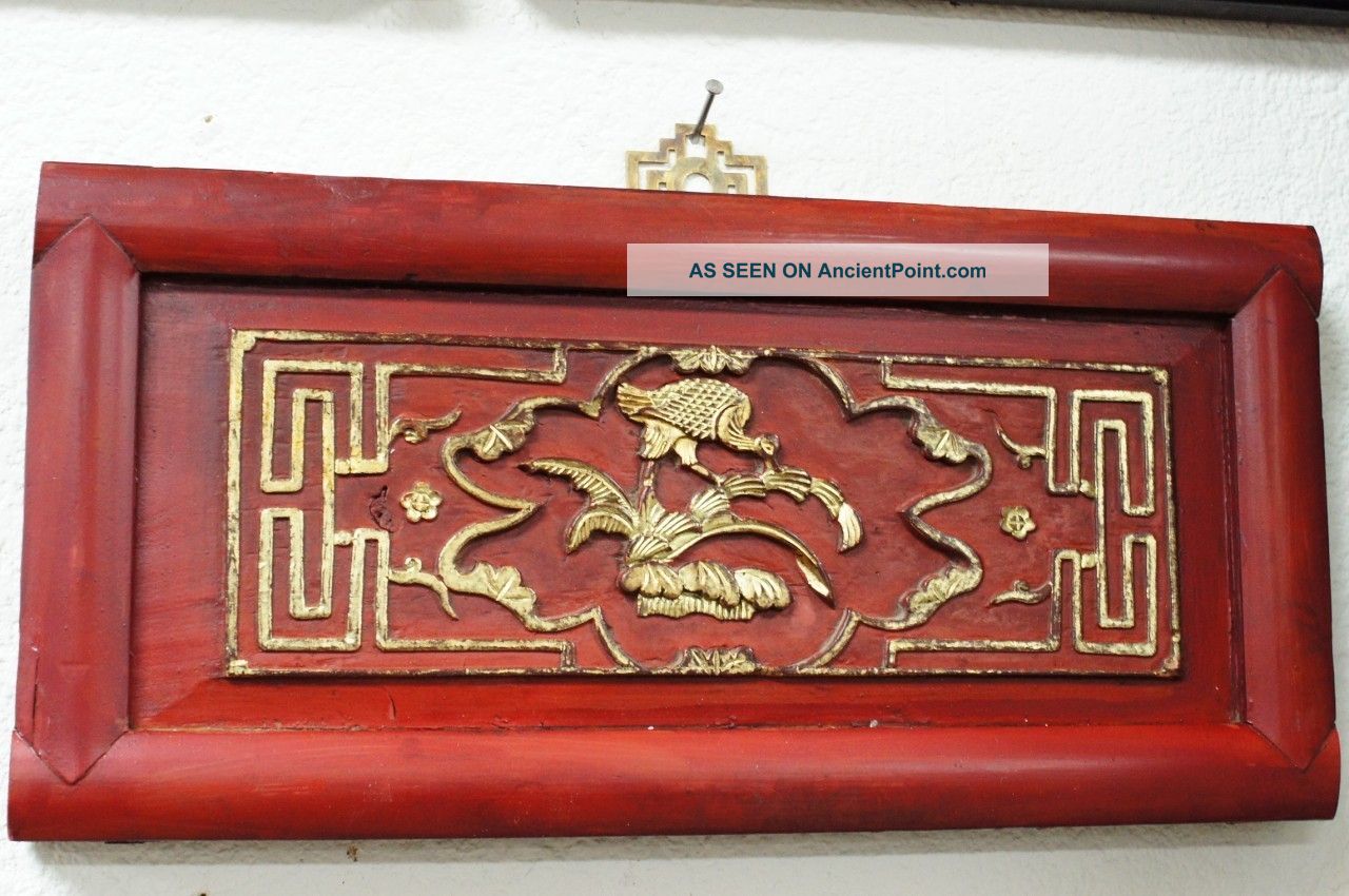 Mint Condition Chinese Antique Wood Carving Wall Panel Plaque Gold Gilt Other photo