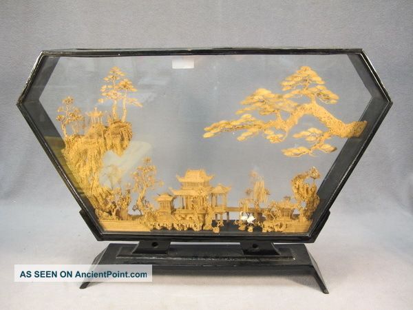 Old Chinese Hand Carved Cork In A Glass Case 08249 Other photo