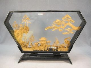 Old Chinese Hand Carved Cork In A Glass Case 08249 photo
