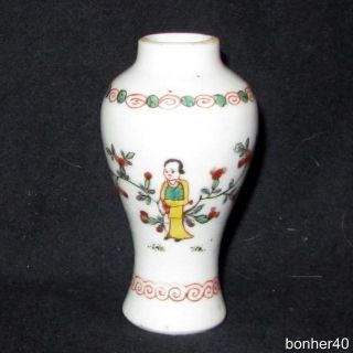 18thc Antique Famille Verte Chinese Porcelain Wucai Lady Eliza Doll House Vase photo